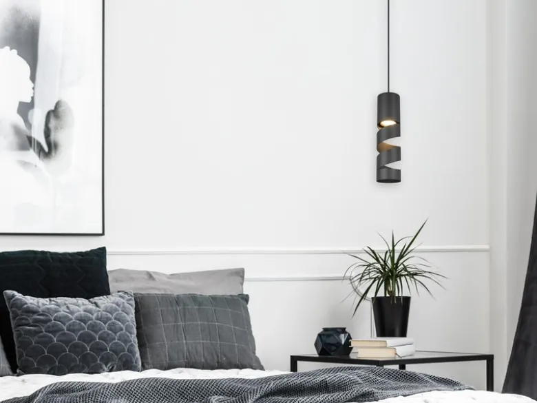 Moderne kleine LED Pendelleuchte 1-flammig aus Metall in Schwarz, Ø 12cm