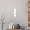 Moderne kleine LED Pendelleuchte 1-flammig aus Metall in Weiß, Ø 12cm