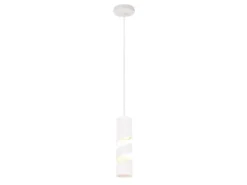 Moderne kleine LED Pendelleuchte 1-flammig aus Metall in Weiß, Ø 12cm