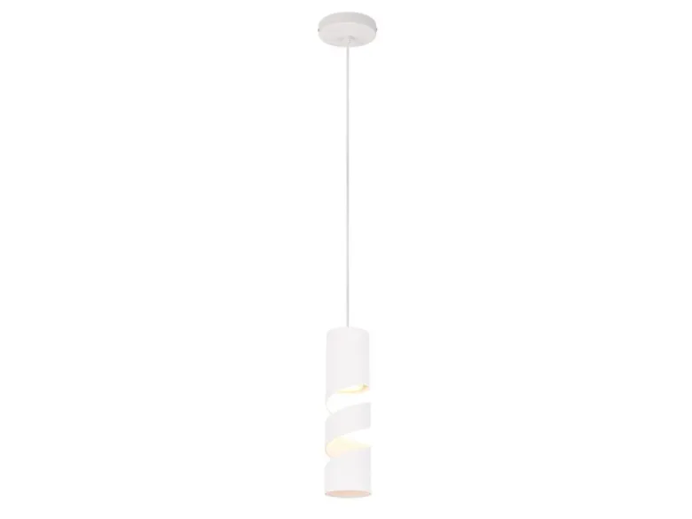 Moderne kleine LED Pendelleuchte 1-flammig aus Metall in Weiß, Ø 12cm