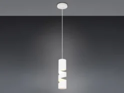Moderne kleine LED Pendelleuchte 1-flammig aus Metall in Weiß, Ø 12cm