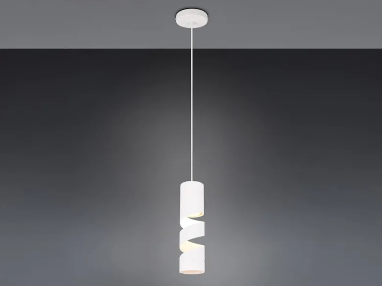 Moderne kleine LED Pendelleuchte 1-flammig aus Metall in Weiß, Ø 12cm