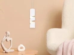 Moderne kleine LED Pendelleuchte 1-flammig aus Metall in Weiß, Ø 12cm