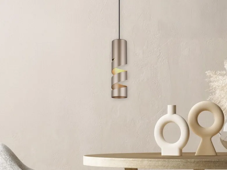 Moderne kleine LED Pendelleuchte 1-flammig aus Metall in Coffee, Ø 12cm