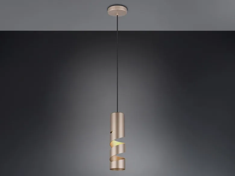 Moderne kleine LED Pendelleuchte 1-flammig aus Metall in Coffee, Ø 12cm