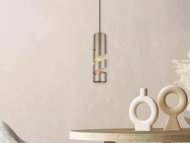 Moderne kleine Pendelleuchte STREAM 1-flammig aus Metall in Coffee, Ø 12cm