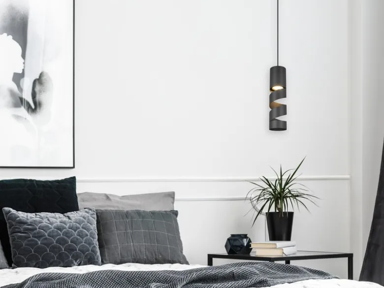 Moderne kleine Pendelleuchte STREAM 1-flammig aus Metall in Schwarz, Ø 12cm
