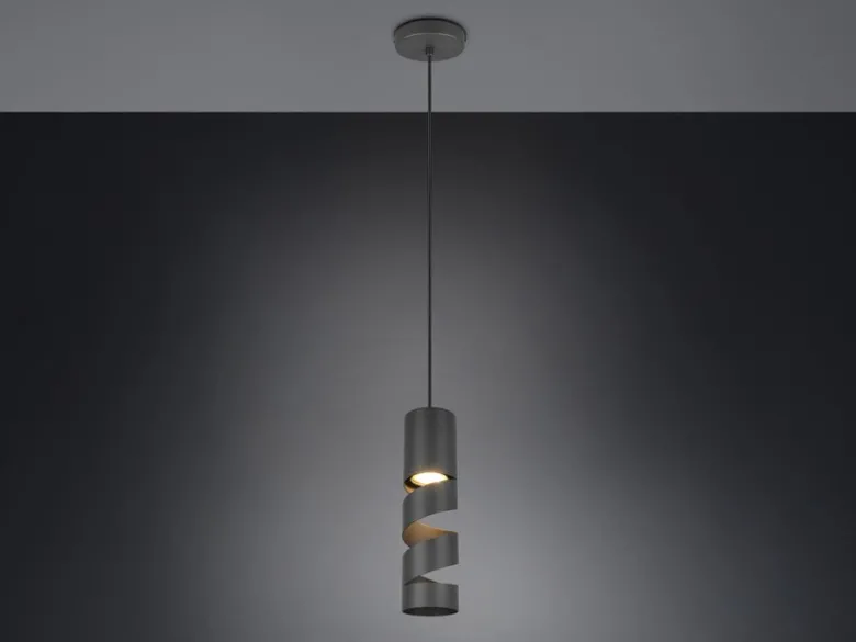 Moderne kleine Pendelleuchte STREAM 1-flammig aus Metall in Schwarz, Ø 12cm