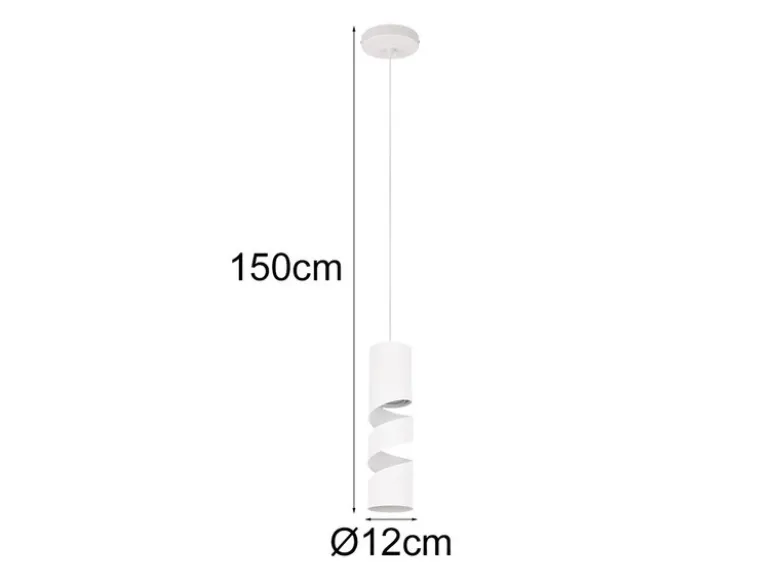 Moderne kleine Pendelleuchte STREAM 1-flammig aus Metall in Weiß, Ø 12cm