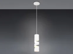 Moderne kleine Pendelleuchte STREAM 1-flammig aus Metall in Weiß, Ø 12cm