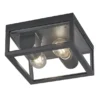 Moderne LED Außendeckenleuchte in Anthrazit mit Glas, 24x24cm