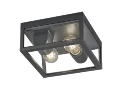 Moderne LED Außendeckenleuchte in Anthrazit mit Glas, 24x24cm