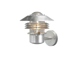 Moderne LED Außen Wandlaterne stehend, Stahl Silber, Höhe 23cm
