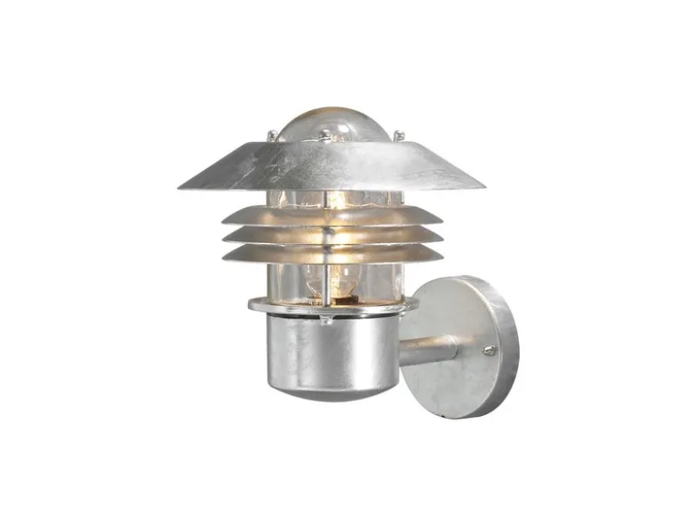 Moderne LED Außen Wandlaterne stehend, Stahl Silber, Höhe 23cm