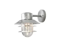 Moderne LED Außen Wandlaterne hängend, Stahl Silber, Höhe 24cm