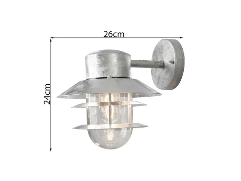 Moderne LED Außen Wandlaterne hängend, Stahl Silber, Höhe 24cm