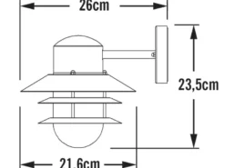 Moderne LED Außen Wandlaterne hängend, Aluminium Schwarz, Höhe 24cm