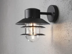 Moderne LED Außen Wandlaterne hängend, Aluminium Schwarz, Höhe 24cm