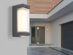 Moderne LED Außenwandleuchte PLIXON aus Aluminium Anthrazit, Höhe 19cm