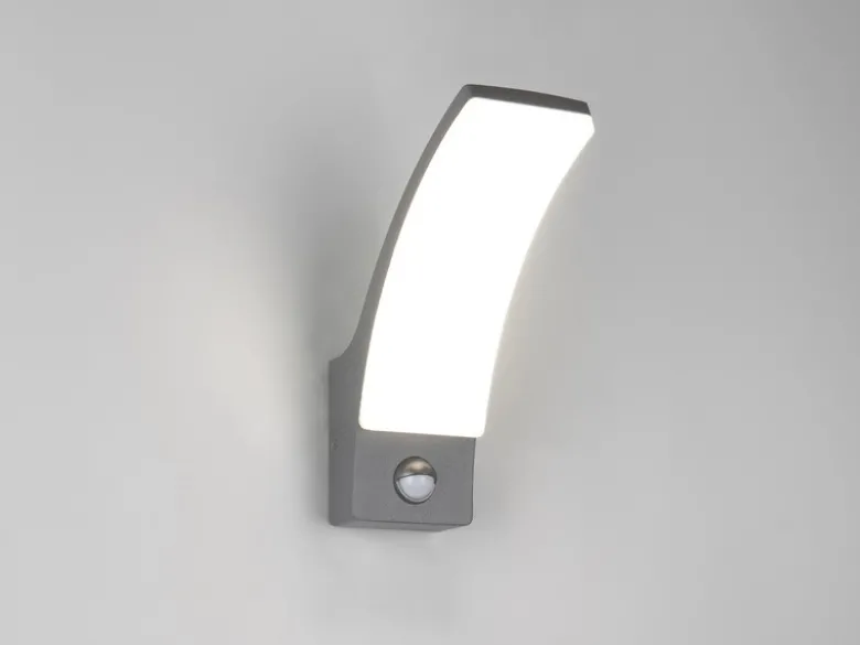 Moderne LED Außenwandleuchte BEJA mit Bewegungsmelder in Anthrazit, Höhe 22,5cm