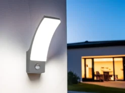 Moderne LED Außenwandleuchte BEJA mit Bewegungsmelder in Anthrazit, Höhe 22,5cm