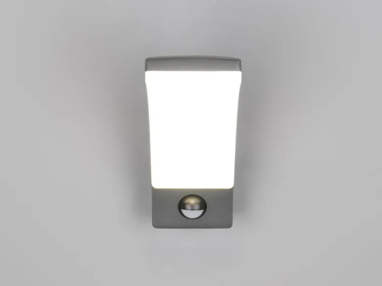 Moderne LED Außenwandleuchte BEJA mit Bewegungsmelder in Anthrazit, Höhe 22,5cm
