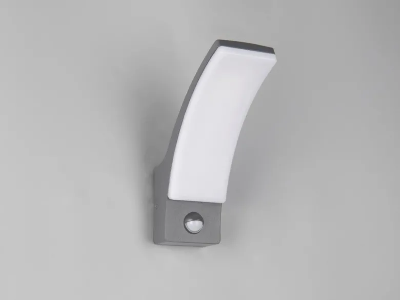 Moderne LED Außenwandleuchte BEJA mit Bewegungsmelder in Anthrazit, Höhe 22,5cm