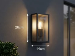 Moderne LED Außenwandleuchte in Anthrazit mit Glas, Höhe 26cm