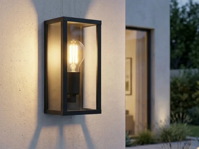 Moderne LED Außenwandleuchte in Anthrazit mit Glas, Höhe 26cm