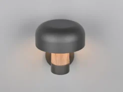 Moderne LED Außenwandleuchte in Anthrazit & Holzoptik, Höhe 24cm