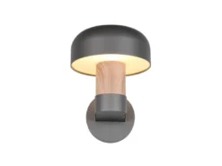 Moderne LED Außenwandleuchte in Anthrazit & Holzoptik, Höhe 24cm