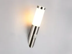 Moderne LED Außenwandleuchte mit Bewegungsmelder Silber, Höhe 39cm