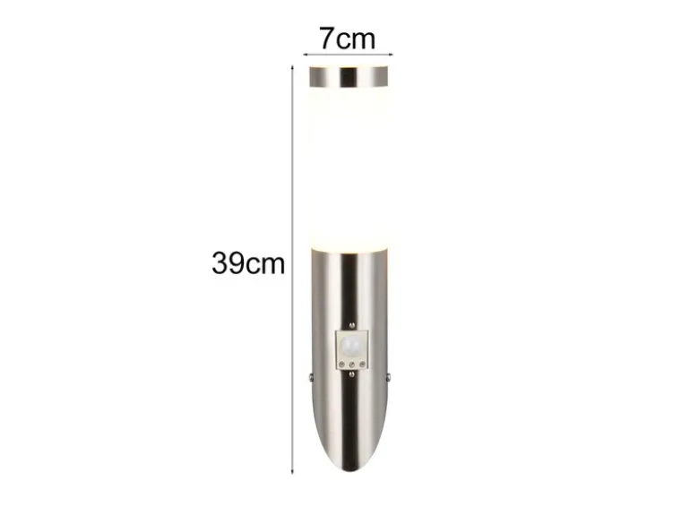 Moderne LED Außenwandleuchte mit Bewegungsmelder Silber, Höhe 39cm
