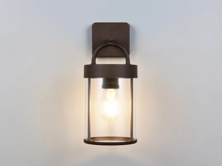Moderne LED Außenwandleuchte Laterne in Rostoptik, Höhe 29cm