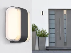 Moderne LED Außenwandleuchte PLIXON aus Metall Anthrazit, Höhe 16cm