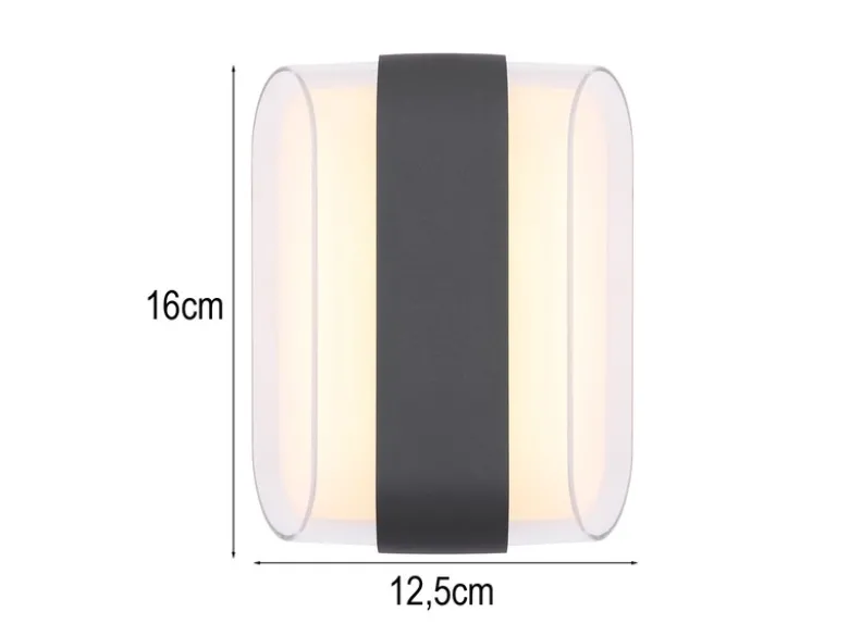 Moderne LED Außenwandleuchte PLIXON aus Metall Anthrazit, Höhe 16cm