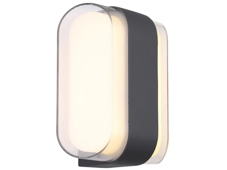 Moderne LED Außenwandleuchte PLIXON aus Metall Anthrazit, Höhe 16cm