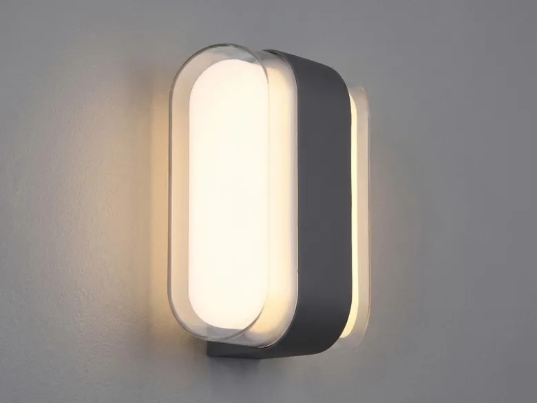 Moderne LED Außenwandleuchte PLIXON aus Metall Anthrazit, Höhe 16cm