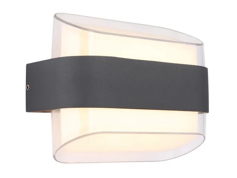 Moderne LED Außenwandleuchte PLIXON aus Metall Anthrazit, Höhe 16cm