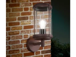 Moderne LED Außenwandleuchte Laterne in Rostoptik - Fassadenbeleuchtung