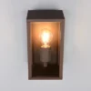 Moderne LED Außenwandleuchte in Rostoptik mit Glas, Höhe 26cm