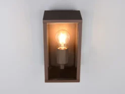Moderne LED Außenwandleuchte in Rostoptik mit Glas, Höhe 26cm