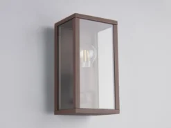 Moderne LED Außenwandleuchte in Rostoptik mit Glas, Höhe 26cm
