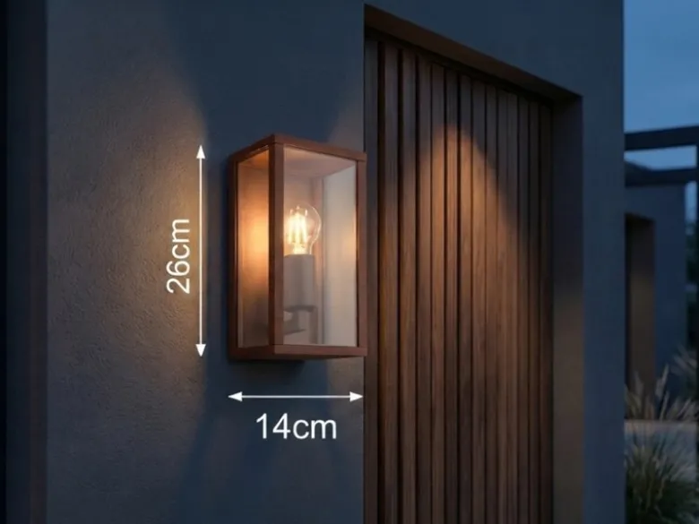 Moderne LED Außenwandleuchte in Rostoptik mit Glas, Höhe 26cm