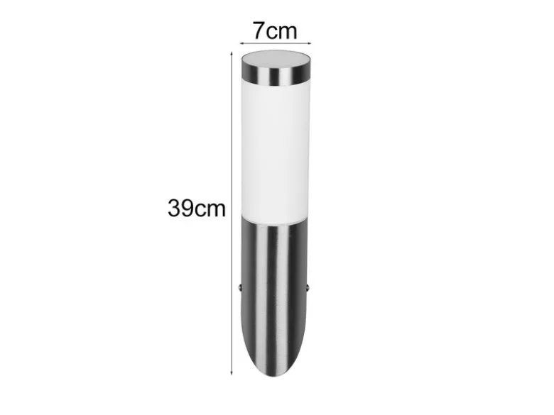 Moderne LED Außenwandleuchte aus Edelstahl in Silber, Höhe 39cm