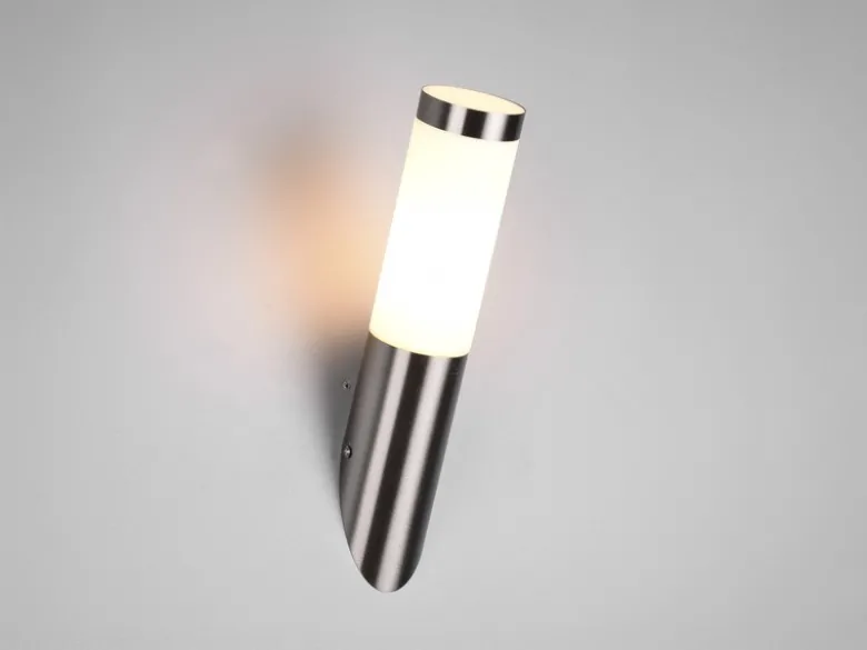 Moderne LED Außenwandleuchte aus Edelstahl in Silber, Höhe 39cm