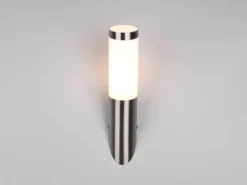 Moderne LED Außenwandleuchte aus Edelstahl in Silber, Höhe 39cm
