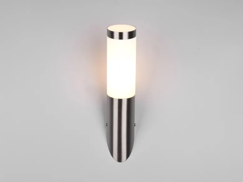 Moderne LED Außenwandleuchte aus Edelstahl in Silber, Höhe 39cm