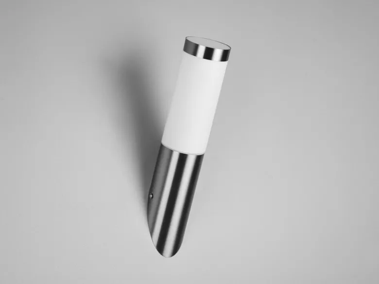 Moderne LED Außenwandleuchte aus Edelstahl in Silber, Höhe 39cm