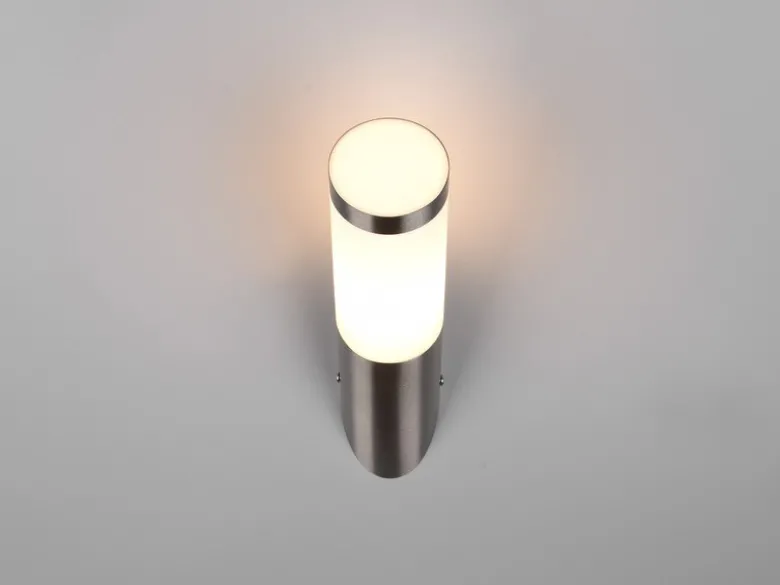 Moderne LED Außenwandleuchte aus Edelstahl in Silber, Höhe 39cm